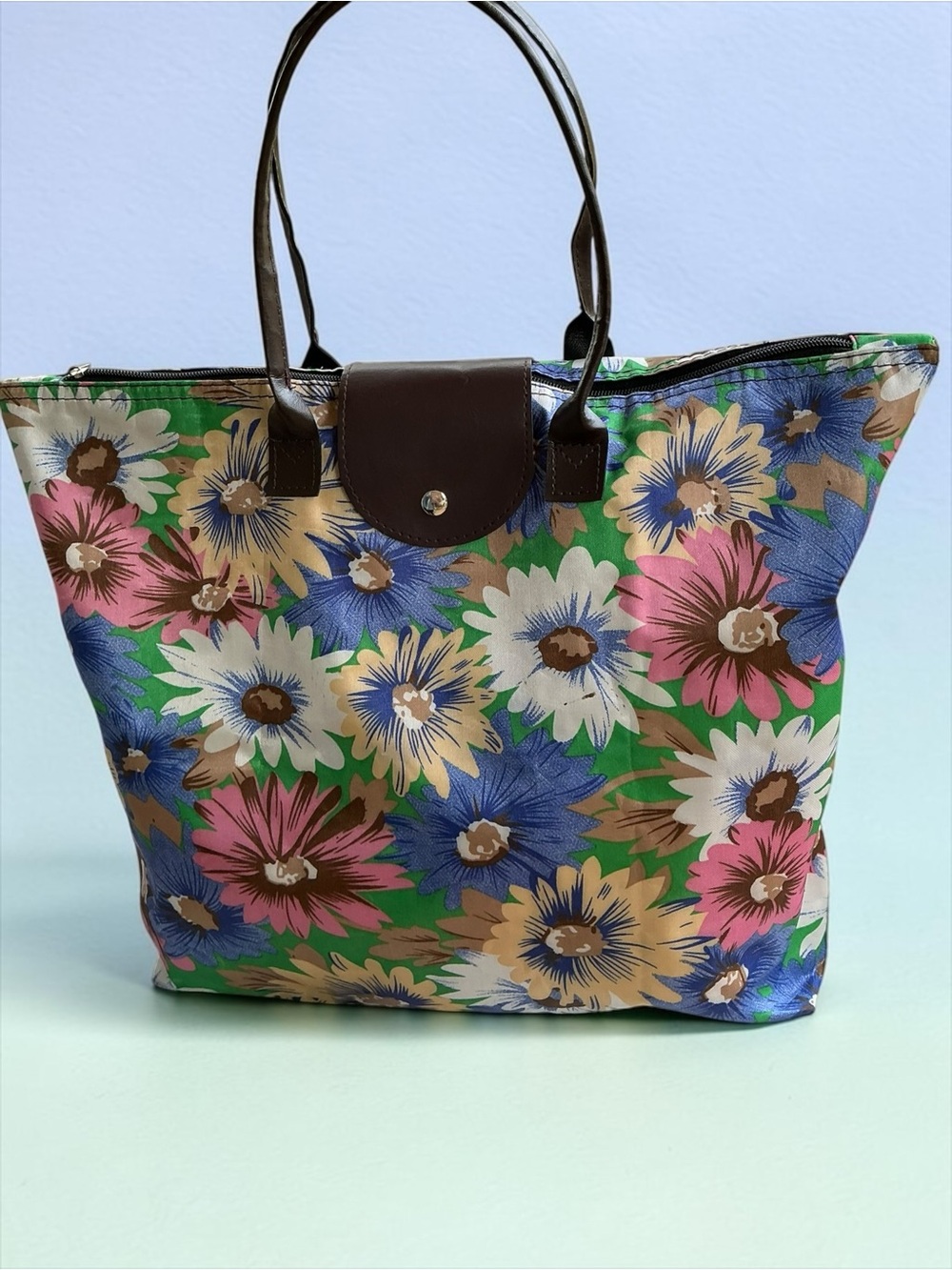 Floral Foldable Travel Carry On Tote Bag Packable Weekender Shopper